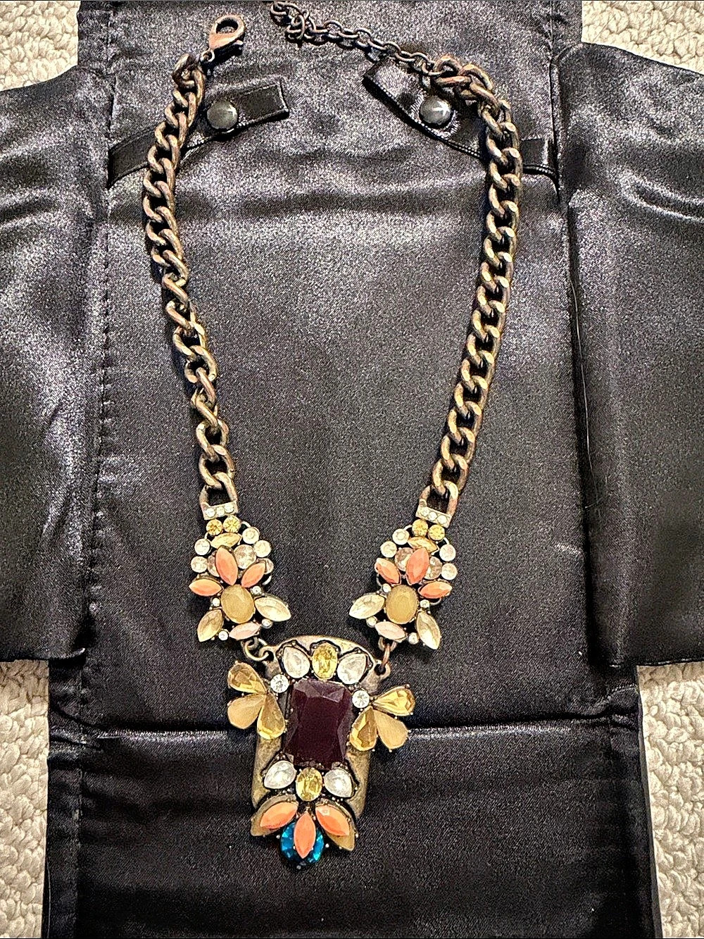Statement Pendant Necklace in Brown & Gold
